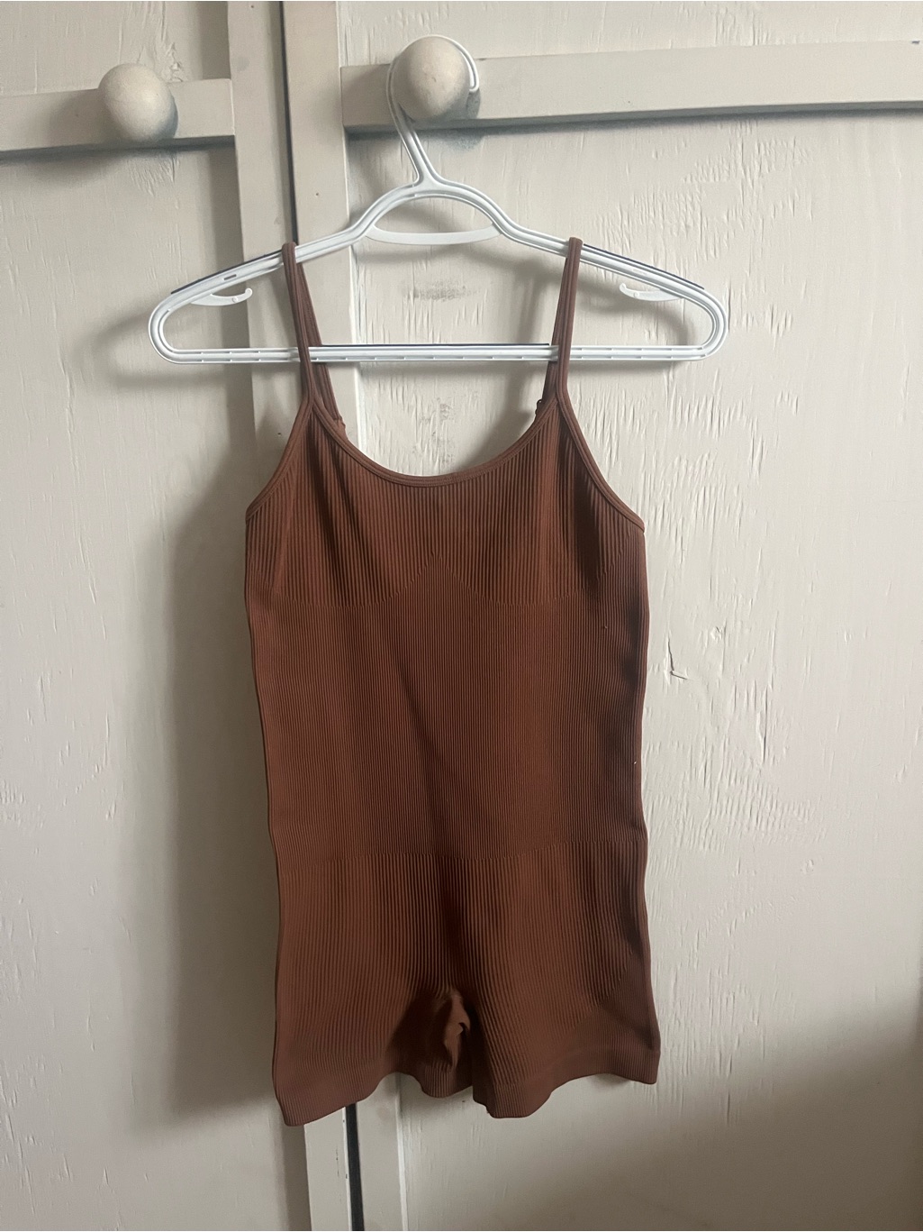 Ribbed Brown Sleeveless Romper
